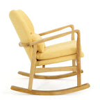 Solid Wood Rocking Chair with Linen Cushion and Premium Handcrafted