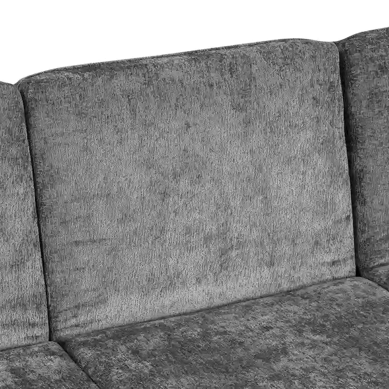 94.1 Canapé Futon en Chenille en Forme de L avec Dossier Réglable et Méridienne Réversible