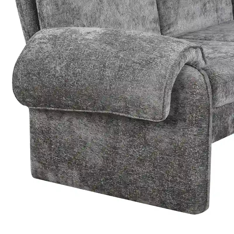 94.1 Canapé Futon en Chenille en Forme de L avec Dossier Réglable et Méridienne Réversible