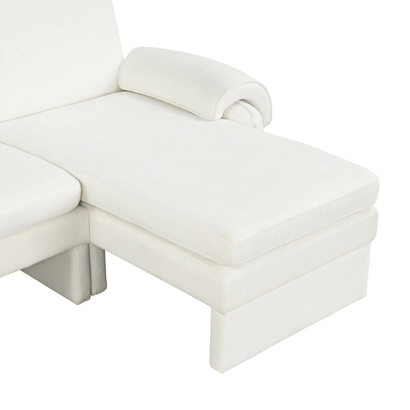 94.1 Canapé Futon en Chenille en Forme de L avec Dossier Réglable et Méridienne Réversible