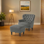 Fauteuil club moderne en tissu de 82,5 cm avec ottoman et clous de tapissier pour salon