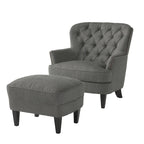 Fauteuil club moderne en tissu de 82,5 cm avec ottoman et clous de tapissier pour salon