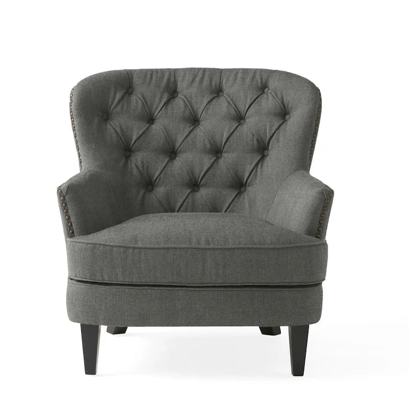 Fauteuil club moderne en tissu de 82,5 cm avec ottoman et clous de tapissier pour salon