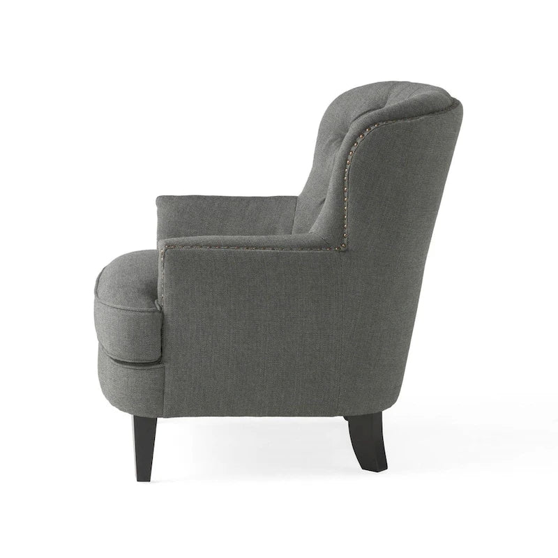 Fauteuil club moderne en tissu de 82,5 cm avec ottoman et clous de tapissier pour salon