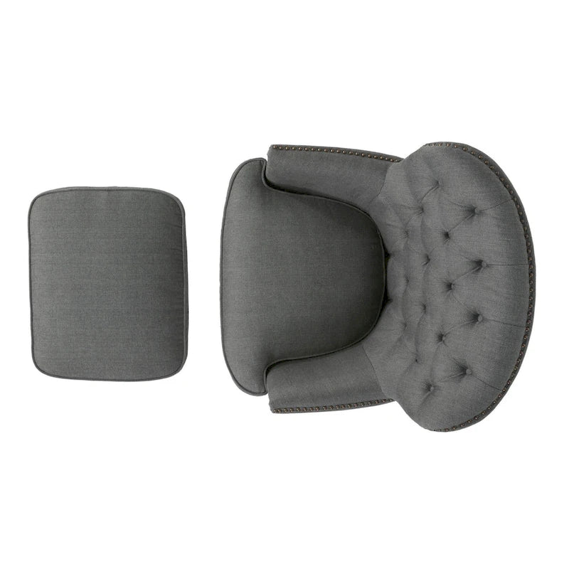 Fauteuil club moderne en tissu de 82,5 cm avec ottoman et clous de tapissier pour salon