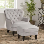 Fauteuil club moderne en tissu de 82,5 cm avec ottoman et clous de tapissier pour salon