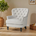 Fauteuil club moderne en tissu de 82,5 cm avec ottoman et clous de tapissier pour salon
