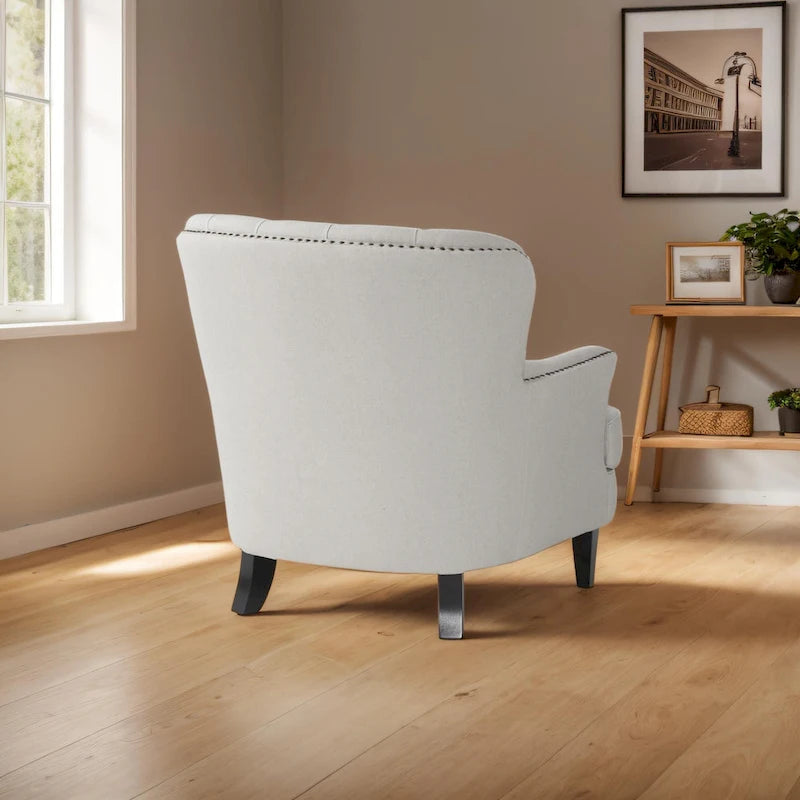 Fauteuil club moderne en tissu de 82,5 cm avec ottoman et clous de tapissier pour salon