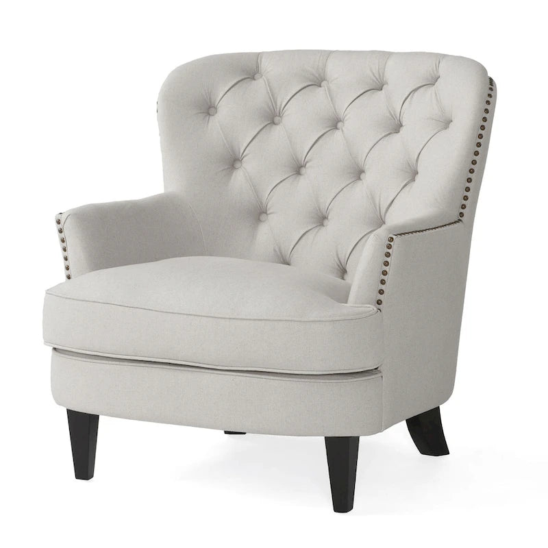 Fauteuil club moderne en tissu de 82,5 cm avec ottoman et clous de tapissier pour salon