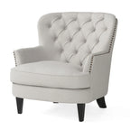 Fauteuil club moderne en tissu de 82,5 cm avec ottoman et clous de tapissier pour salon