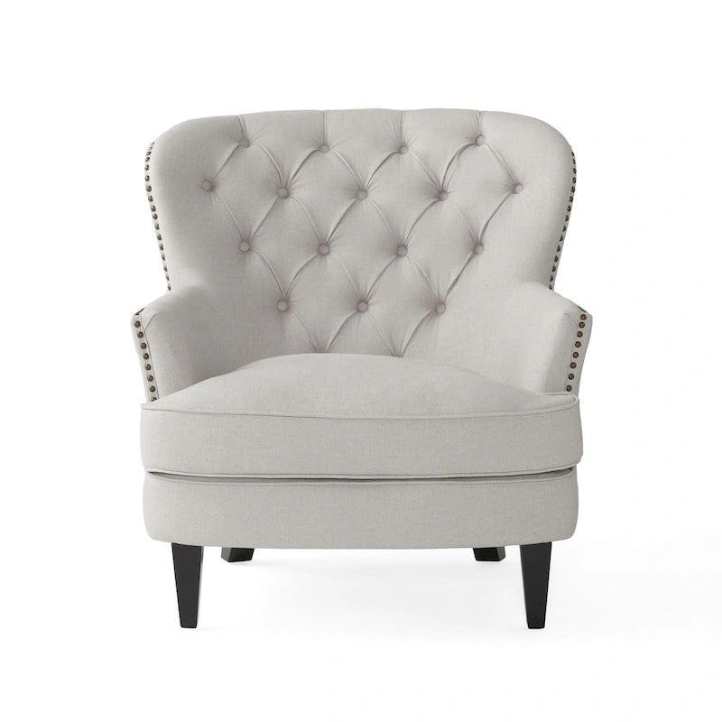 Fauteuil club moderne en tissu de 82,5 cm avec ottoman et clous de tapissier pour salon
