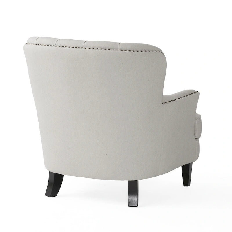 Fauteuil club moderne en tissu de 82,5 cm avec ottoman et clous de tapissier pour salon