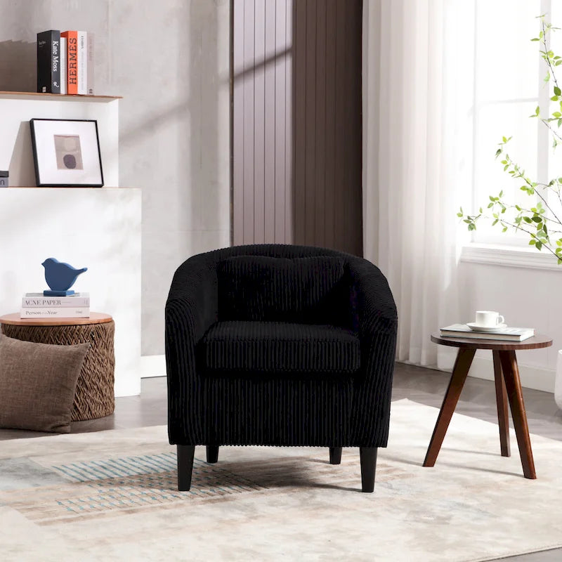 Modern 24.8 Upholstered Barrel Chair with Wood Legs and Pillows for Living Room