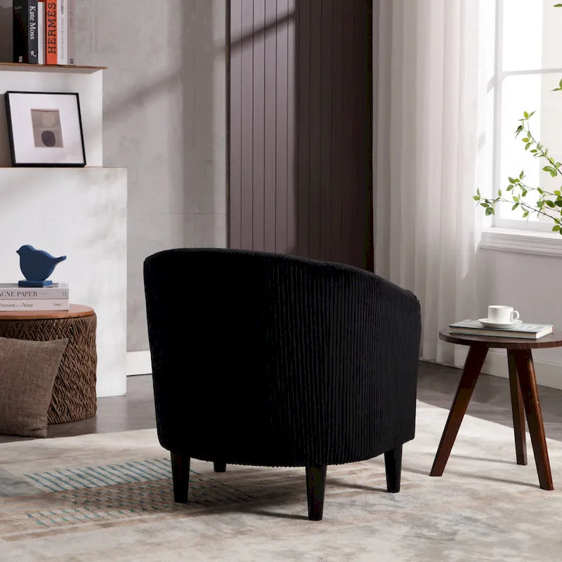 Modern 24.8 Upholstered Barrel Chair with Wood Legs and Pillows for Living Room