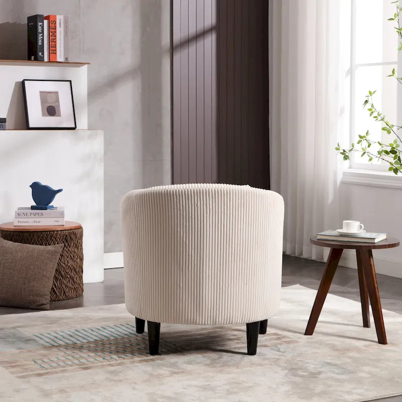 Modern 24.8 Upholstered Barrel Chair with Wood Legs and Pillows for Living Room