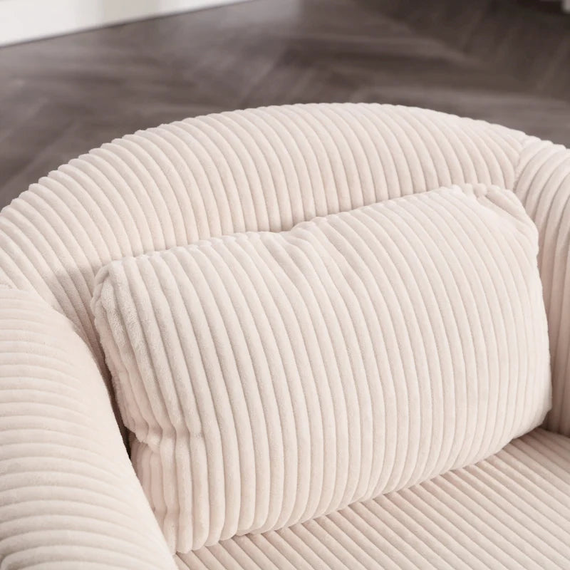 Modern 24.8 Upholstered Barrel Chair with Wood Legs and Pillows for Living Room