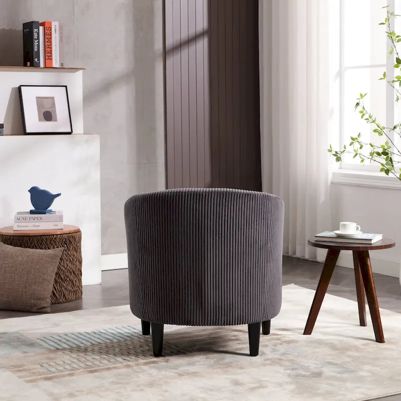 Modern 24.8 Upholstered Barrel Chair with Wood Legs and Pillows for Living Room