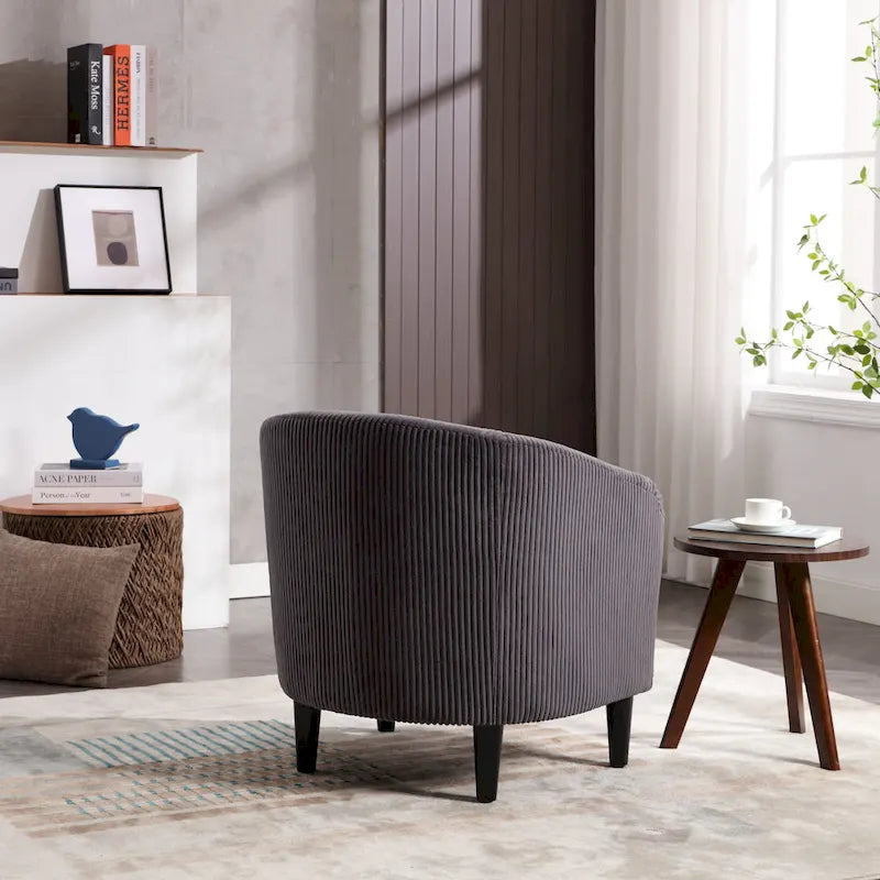 Modern 24.8 Upholstered Barrel Chair with Wood Legs and Pillows for Living Room
