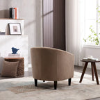 Modern 24.8 Upholstered Barrel Chair with Wood Legs and Pillows for Living Room