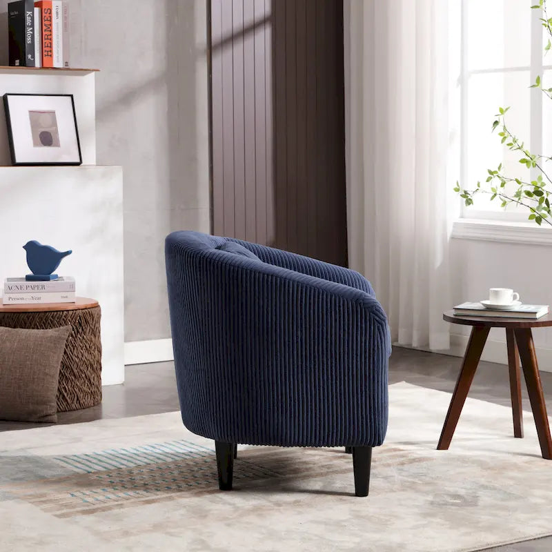 Modern 24.8 Upholstered Barrel Chair with Wood Legs and Pillows for Living Room