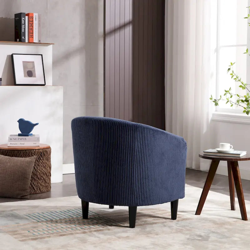 Modern 24.8 Upholstered Barrel Chair with Wood Legs and Pillows for Living Room