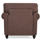 Fauteuil d'appoint marron moderne de 95 cm, rembourré, avec cadre en bois massif et clous décoratifs, pour salon