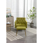 Fauteuil d'appoint capitonné vert olive 32.28 avec ottoman