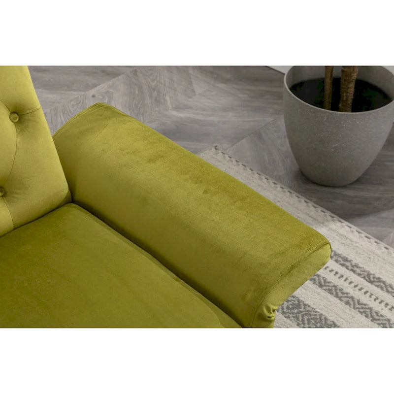 Fauteuil d'appoint capitonné vert olive 32.28 avec ottoman