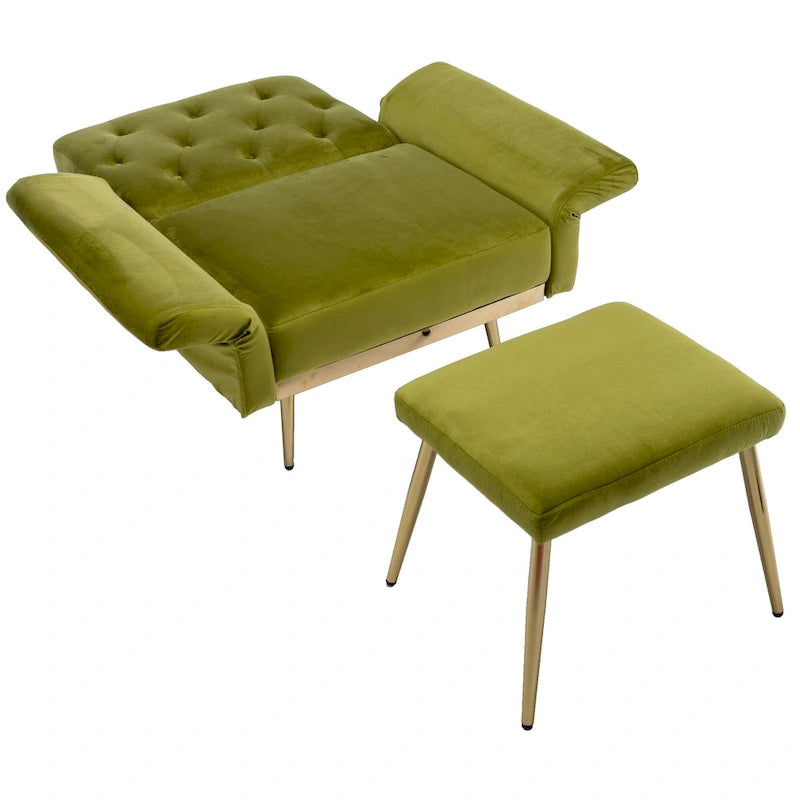 Fauteuil d'appoint capitonné vert olive 32.28 avec ottoman