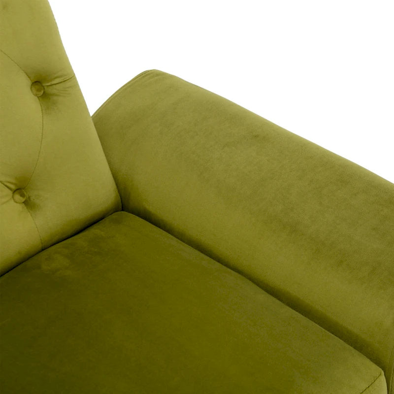 Fauteuil d'appoint capitonné vert olive 32.28 avec ottoman