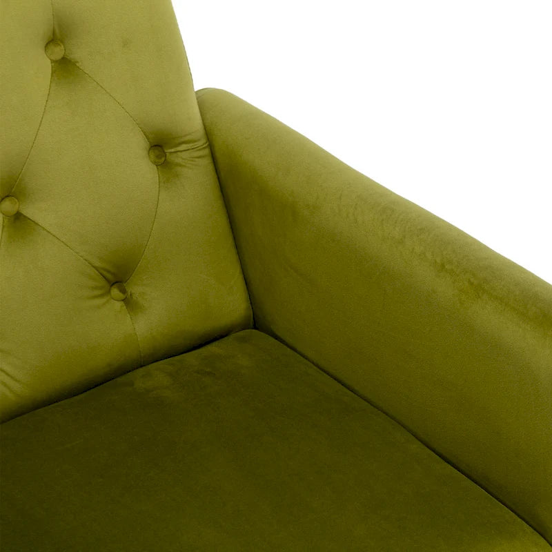 Fauteuil d'appoint capitonné vert olive 32.28 avec ottoman