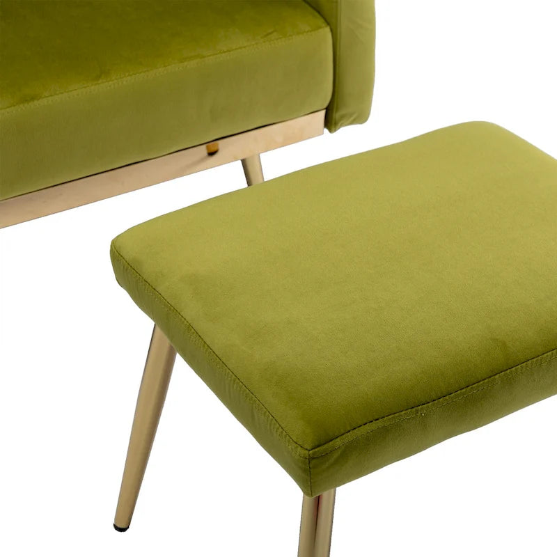 Fauteuil d'appoint capitonné vert olive 32.28 avec ottoman