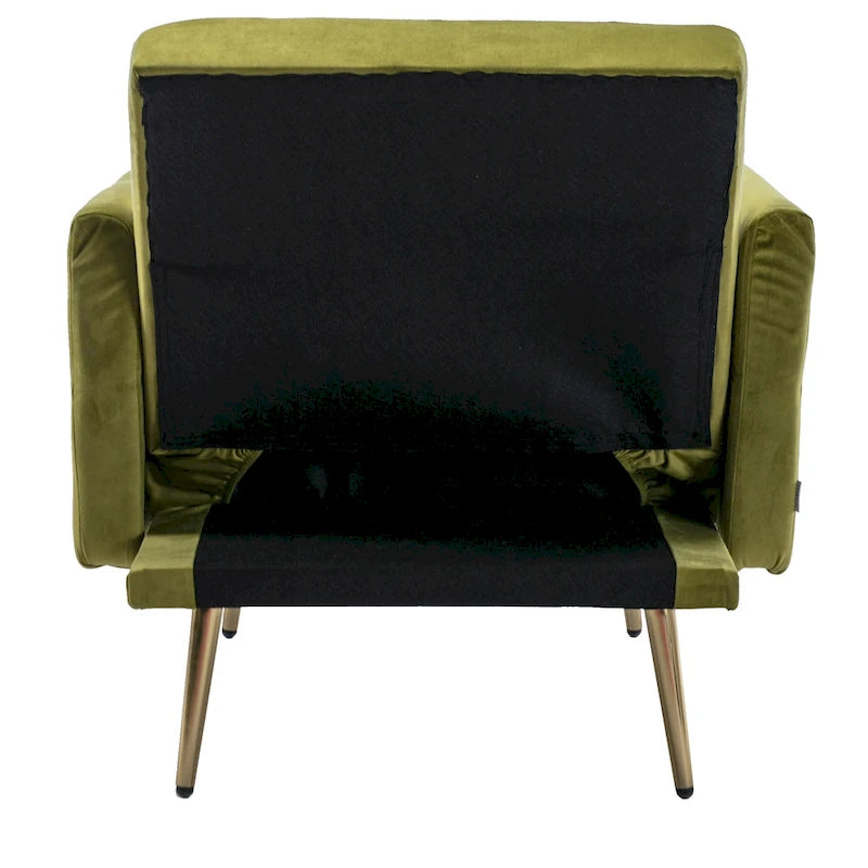 Fauteuil d'appoint capitonné vert olive 32.28 avec ottoman