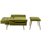 Fauteuil d'appoint capitonné vert olive 32.28 avec ottoman