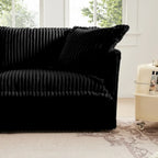 Corduroy Slipcovered 3-Seater Armless Sectional Sofa with Reversible Ottoman, Free Combination Design, and Removable Covers