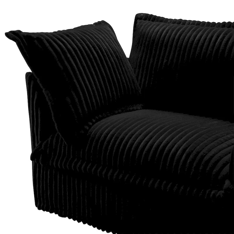 Corduroy Slipcovered 3-Seater Armless Sectional Sofa with Reversible Ottoman, Free Combination Design, and Removable Covers