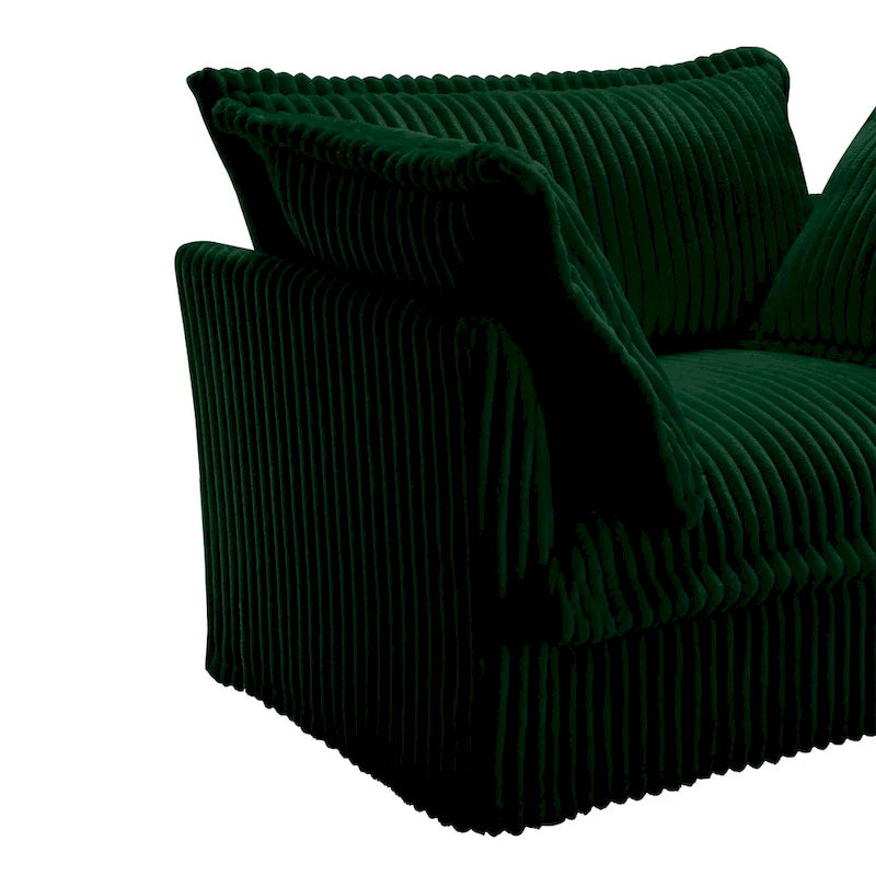 Corduroy Slipcovered 3-Seater Armless Sectional Sofa with Reversible Ottoman, Free Combination Design, and Removable Covers