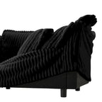Corduroy Slipcovered L-Shaped Sectional Sofa with Deep Seats, 4-Seater Couch with Supple Armrests and 2 Big Pillows