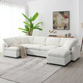 Canapé d'angle modulable 6 places convertible en forme de U Cloud en chenille beige 130