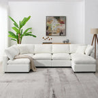 Canapé d'angle modulable 6 places convertible en forme de U Cloud en chenille beige 130