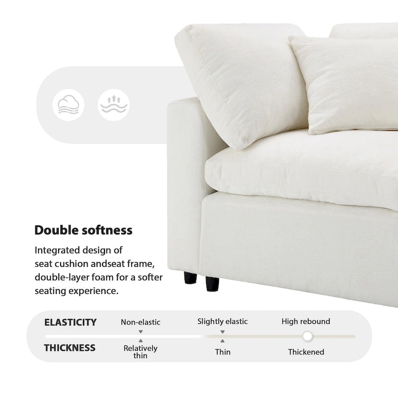 Canapé d'angle modulable 6 places convertible en forme de U Cloud en chenille beige 130