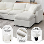 Canapé d'angle modulable 6 places convertible en forme de U Cloud en chenille beige 130
