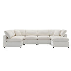 Canapé d'angle modulable 6 places convertible en forme de U Cloud en chenille beige 130