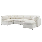 Canapé d'angle modulable 6 places convertible en forme de U Cloud en chenille beige 130