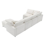 Canapé d'angle modulable 6 places convertible en forme de U Cloud en chenille beige 130
