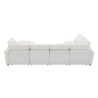 Canapé d'angle modulable 6 places convertible en forme de U Cloud en chenille beige 130