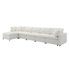 Canapé d'angle modulable 6 places convertible en forme de U Cloud en chenille beige 130