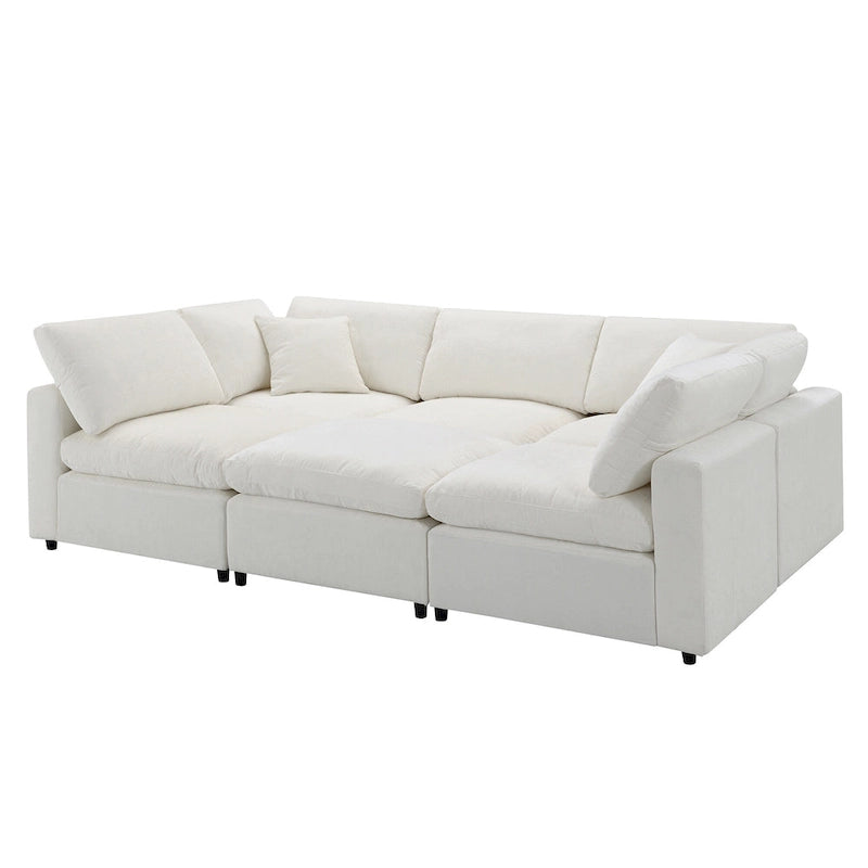 Canapé d'angle modulable 6 places convertible en forme de U Cloud en chenille beige 130