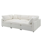 Canapé d'angle modulable 6 places convertible en forme de U Cloud en chenille beige 130