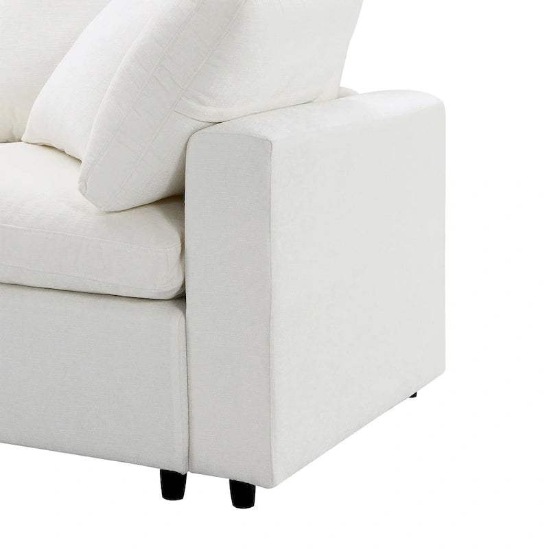 Canapé d'angle modulable 6 places convertible en forme de U Cloud en chenille beige 130